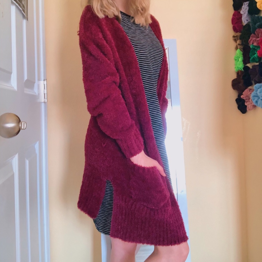 fuzzy red cardigan - Picture 5 of 5